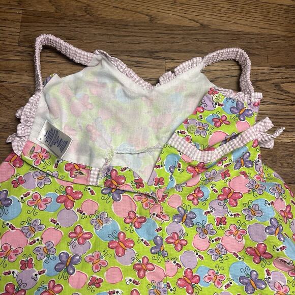 Girls 3T Yellow Pink Seersucker Gingham Dress Butterfly Cotton Blend BT Kids - Picture 11 of 11